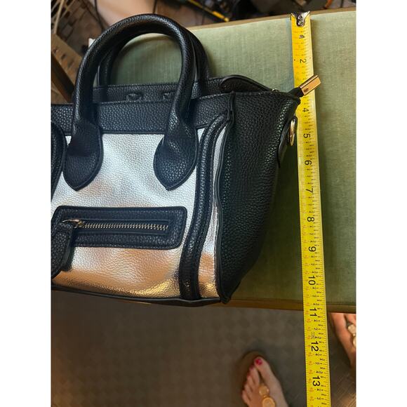 Chloe K. New York Black Leather Bag Silver Front - Picture 8 of 9